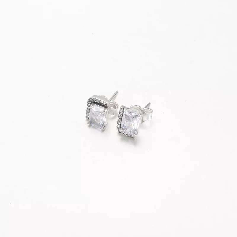 (image pour) Boucles d'oreilles à clou Halo scintillant rectangulaire Pandora - 292380C01 - Afficher 5