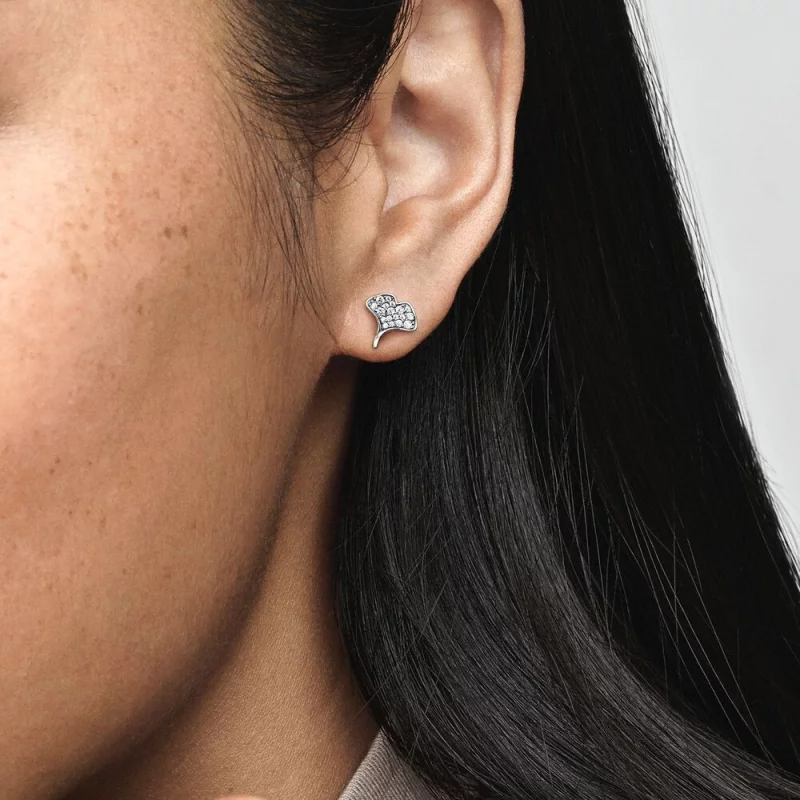 (image pour) Boucles d'oreilles à clou Pandora Ginkgo en argent sterling - 292439C01 - Afficher 6