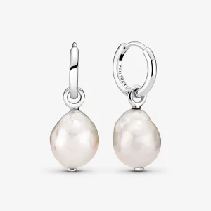 (image pour) Boucles d'oreilles en forme de cercles avec perles baroques d'eau douce cultivées traitées Pandora - 299426C01