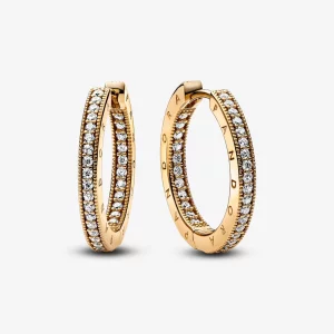(image pour) Boucles d'oreilles Pandora Signature Logo & Pavé - 262738C01