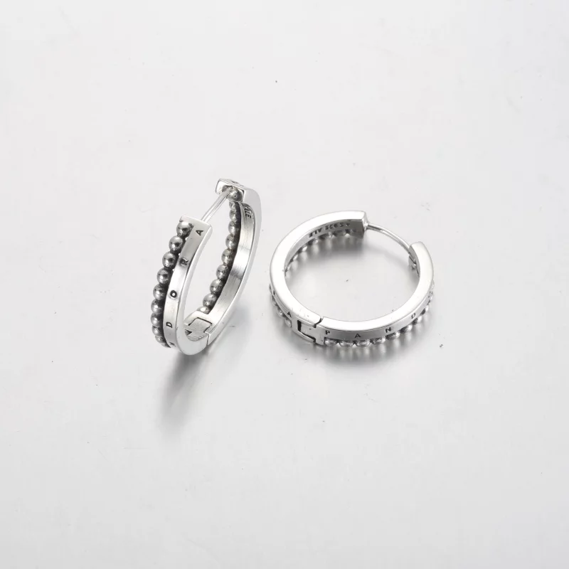 (image pour) Boucles d'oreilles Pandora Signature Logo & Perles - 292310C00 - Afficher 4