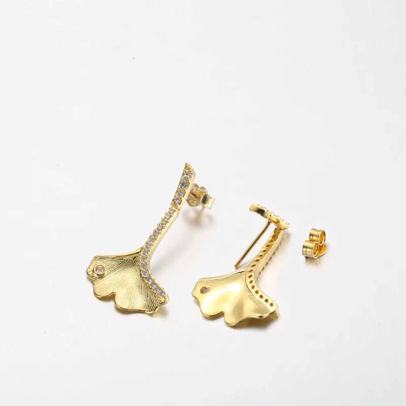 (image pour) Boucles d'oreilles pendantes Ginkgo plaqué or 14 carats PANDORA - 262440C01 - Afficher 3