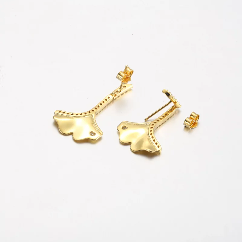 (image pour) Boucles d'oreilles pendantes Ginkgo plaqué or 14 carats PANDORA - 262440C01 - Afficher 5