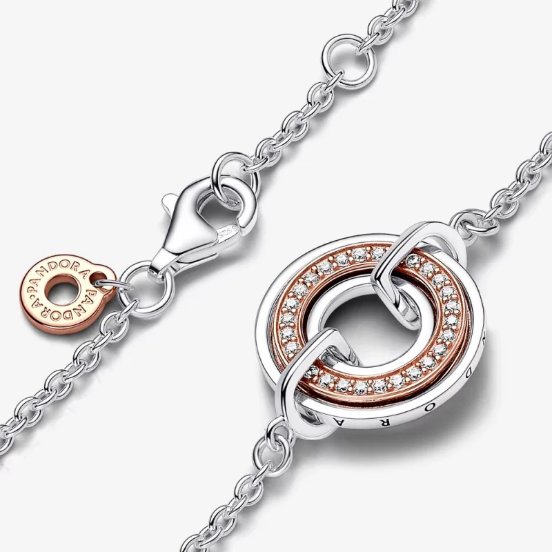 (image pour) Bracelet Chaîne Logo Deux-Tons et Pavé Signature Pandora - 582741C01 - Afficher 2