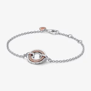 Bracelet Chaîne Logo Deux-Tons et Pavé Signature Pandora - 582741C01 (image pour) Bracelet Chaîne Logo Deux-Tons et Pavé Signature Pandora - 582741C01