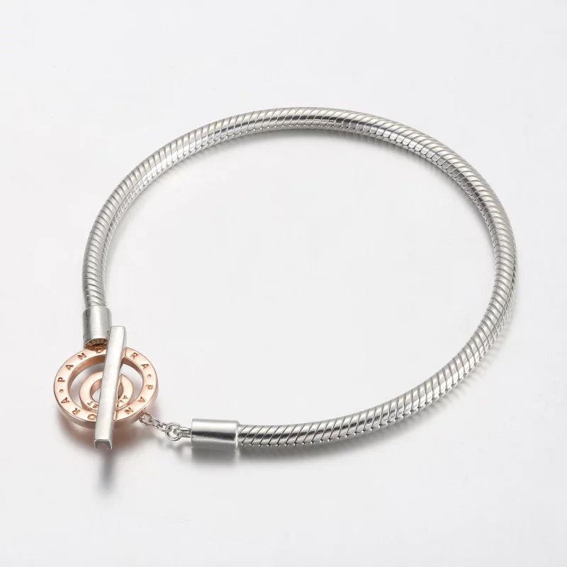 (image pour) Bracelet Chaîne Serpent à Barre T Logo Deux Tons Pandora Moments - 582309C00 - Afficher 2
