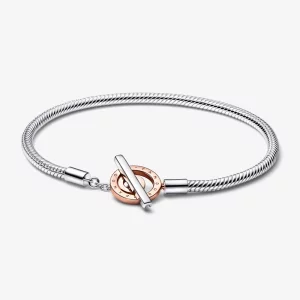 Bracelet Chaîne Serpent à Barre T Logo Deux Tons Pandora Moments - 582309C00 (image pour) Bracelet Chaîne Serpent à Barre T Logo Deux Tons Pandora Moments - 582309C00