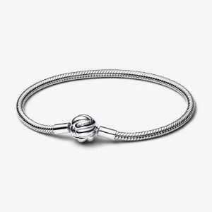 (image pour) Bracelet Pandora en chaîne serpent en argent sterling avec fermoir nœud d'amour - 592422C00