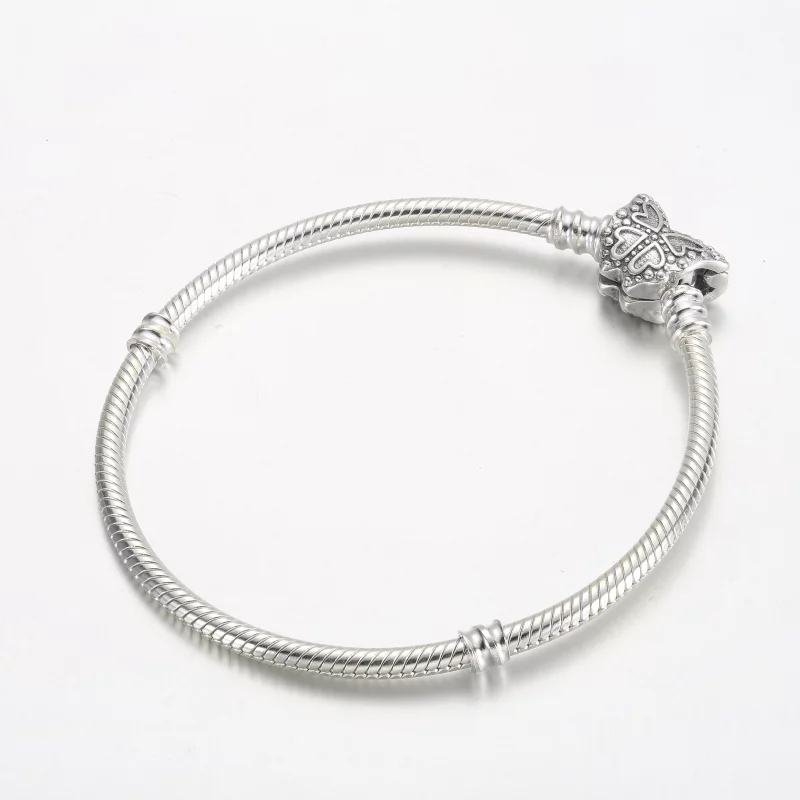 (image pour) Bracelet Pandora Moments en chaîne serpent à fermoir papillon - 590782C01 - Afficher 2