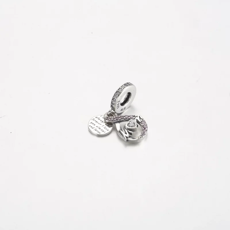 (image pour) Charm Double Suspendu Infini pour Maman Serti Pavé Pandora - 791468C01 - Afficher 2