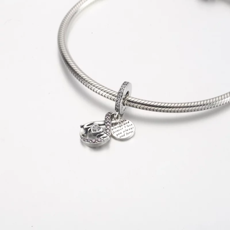 (image pour) Charm Double Suspendu Infini pour Maman Serti Pavé Pandora - 791468C01 - Afficher 4
