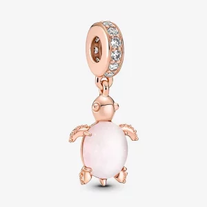 (image pour) Charm pendentif tortue de mer en verre Murano rose Pandora - 788939C01