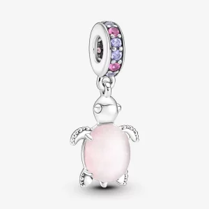 (image pour) Charm pendentif tortue de mer en verre Murano rose Pandora - 798939C02