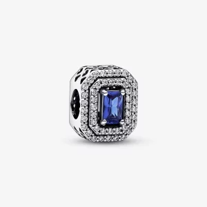 (image pour) Charm rectangulaire à niveaux bleu scintillant Pandora - 792385c01