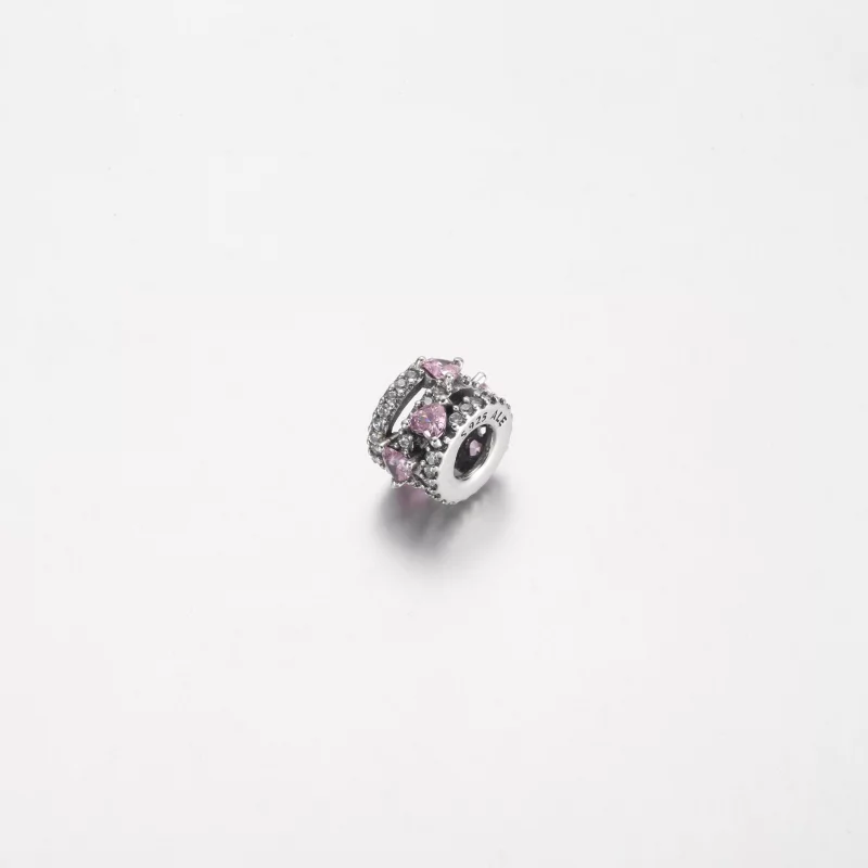 (image pour) Charme Cœurs Triples Halo Étincelant Pandora - 791161C01 - Afficher 2