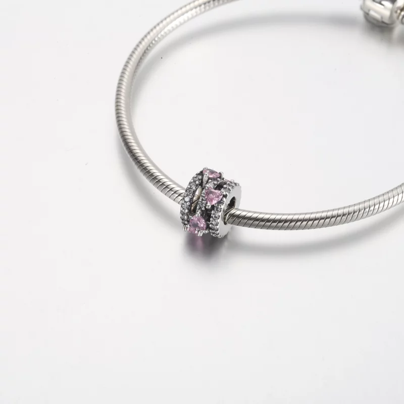 (image pour) Charme Cœurs Triples Halo Étincelant Pandora - 791161C01 - Afficher 5