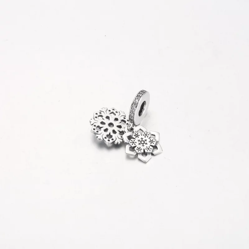 (image pour) Charme Double Pendentif Flocon de Neige Étincelant Pandora - 792355C01 - Afficher 3