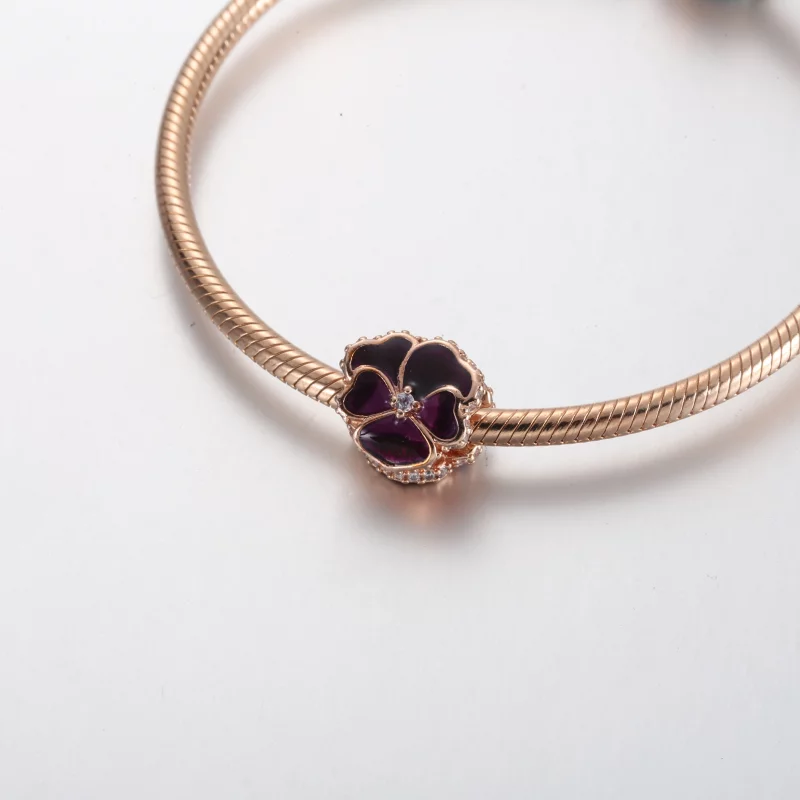 (image pour) Charme Fleur de Pensée Violet Profond Pandora - 780777C01 - Afficher 4
