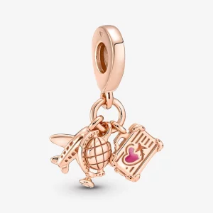 (image pour) Charme Triple Pendentif Avion, Globe et Valise Pandora - 789435C01