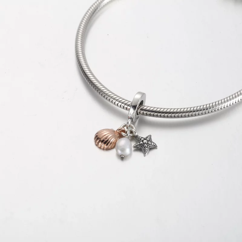 (image pour) Charme triple à pendentifs Pandora en perle de culture d'eau douce traitée, étoi - Afficher 4