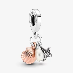 (image pour) Charme triple à pendentifs Pandora en perle de culture d'eau douce traitée, étoile de mer et coquillage - 781690C01