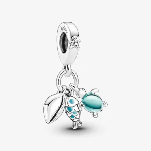 (image pour) Charme triple à pendre Poisson Pandora, Tortue de mer et Conque - 791697C01