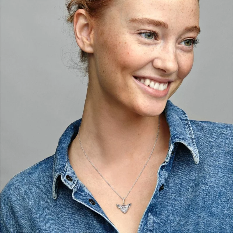 (image pour) Collier Cœur Pavé Pandora et Ailes d'Ange - 398505C01 - Afficher 5