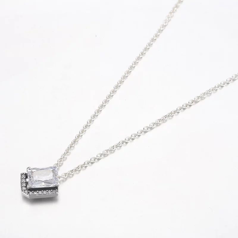 (image pour) Collier Rectangulaire Halo Étincelant Pandora - 392388C01 - Afficher 2