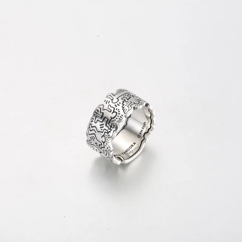 (image pour) Keith Haring™ x Pandora Art Linéaire Amour et Personnes Bague Large - 192222C01 - Afficher 3