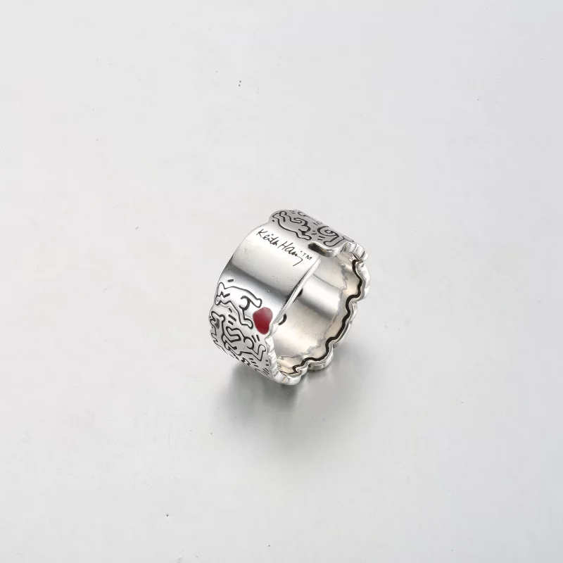 (image pour) Keith Haring™ x Pandora Art Linéaire Amour et Personnes Bague Large - 192222C01 - Afficher 4