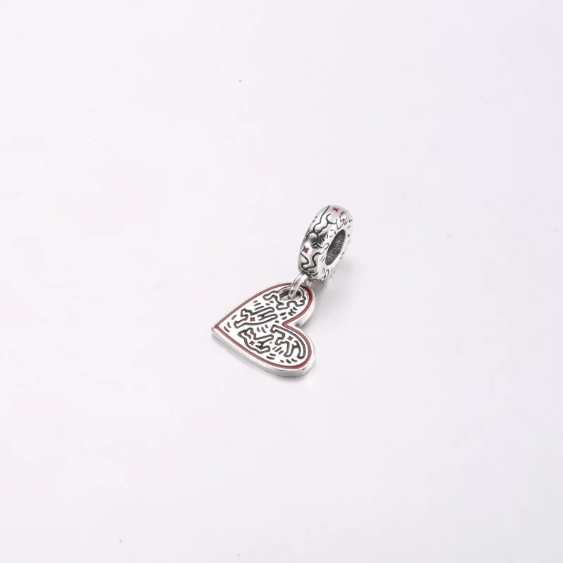 (image pour) Keith Haring™ x Pandora Pendent Cœur Peuple Dessin au Trait - 792215C01 - Afficher 2