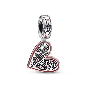 (image pour) Keith Haring™ x Pandora Pendent Cœur Peuple Dessin au Trait - 792215C01