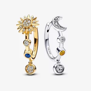 Pandora Boucles d'oreilles à double anneaux Système solaire scintillant - 262842C01 (image pour) Pandora Boucles d'oreilles à double anneaux Système solaire scintillant - 262842C01