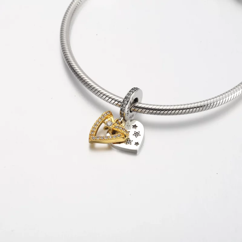 (image pour) Pandora Cœur Double Pendentif Cœurs Étoile Filante - 762203C01 - Afficher 4