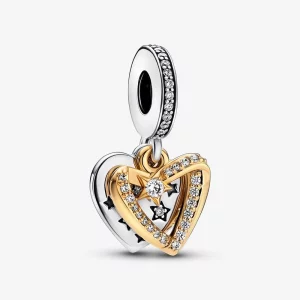 Pandora Cœur Double Pendentif Cœurs Étoile Filante - 762203C01 (image pour) Pandora Cœur Double Pendentif Cœurs Étoile Filante - 762203C01