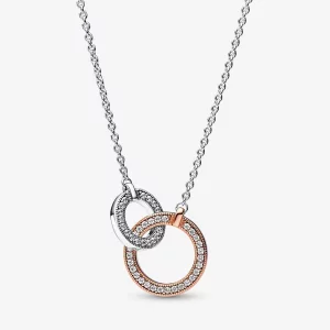Pandora Signature Cercles Entrelacés Deux Tons Collier - 382778C01 (image pour) Pandora Signature Cercles Entrelacés Deux Tons Collier - 382778C01