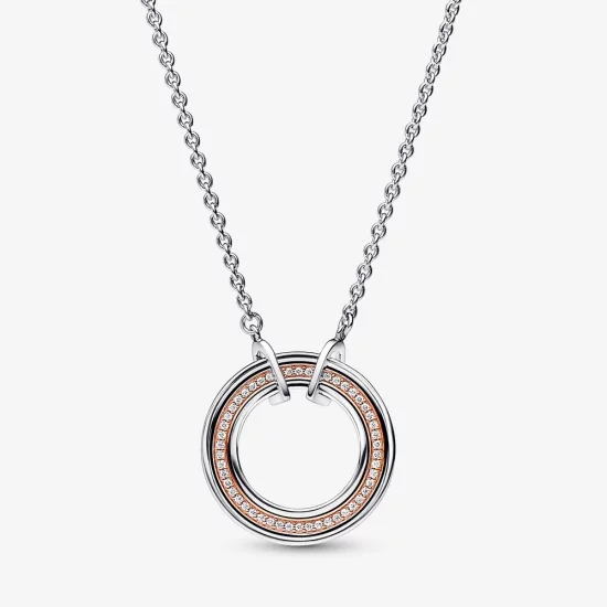 (image pour) Pandora Signature Logo et Collier Serti de Strass Deux Tons - 382772C01