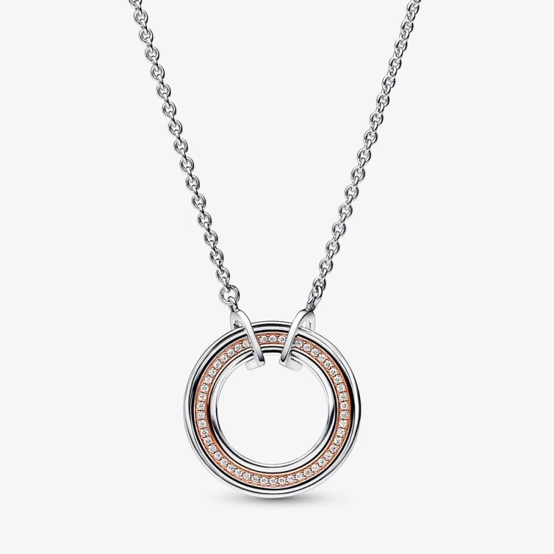 (image pour) Pandora Signature Logo et Collier Serti de Strass Deux Tons - 382772C01