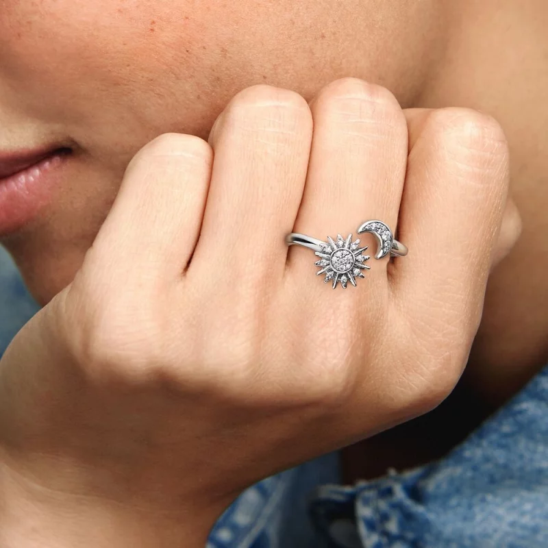 (image pour) Pandora Sun and moon sterling silver Open Ring - 192845C01 - Afficher 2
