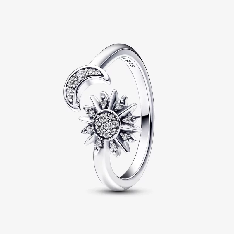 (image pour) Pandora Sun and moon sterling silver Open Ring - 192845C01