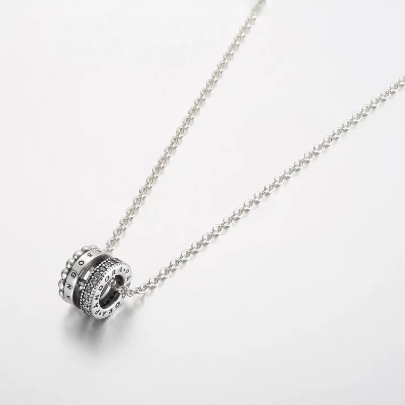 (image pour) Pendentif et collier Pandora Signature Logo Pavé & Perles - 392311C01 - Afficher 2