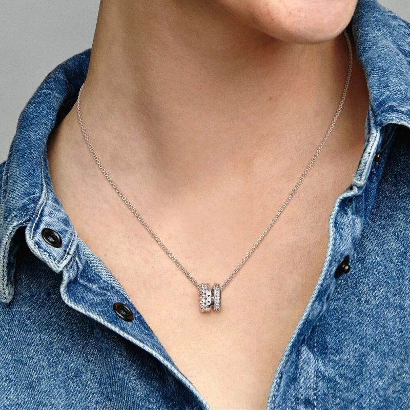 (image pour) Pendentif et collier Pandora Signature Logo Pavé & Perles - 392311C01 - Afficher 5