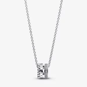 Pendentif et collier Pandora Signature Logo Pavé & Perles - 392311C01 (image pour) Pendentif et collier Pandora Signature Logo Pavé & Perles - 392311C01