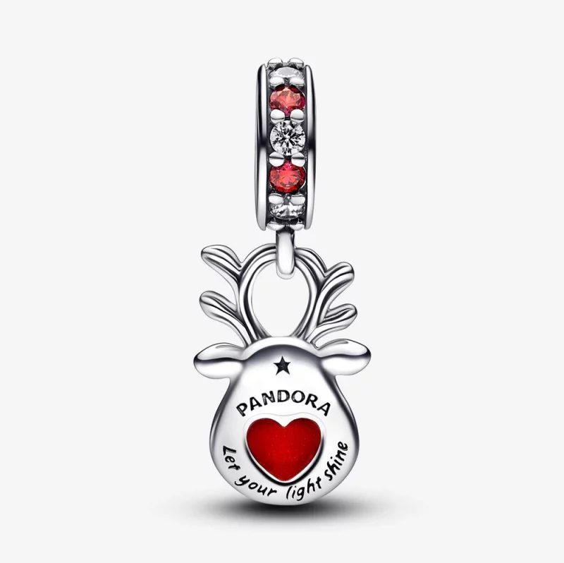(image pour) Pendentif Pandora Renne au Nez Rouge Murano - 792330C01 - Afficher 5