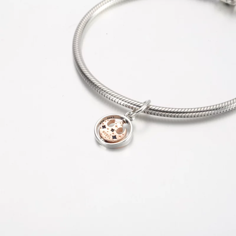 (image pour) Pendentif Tournant Pandora Retired en Or Rose 14 carats avec Symbole de l'Allian - Afficher 4