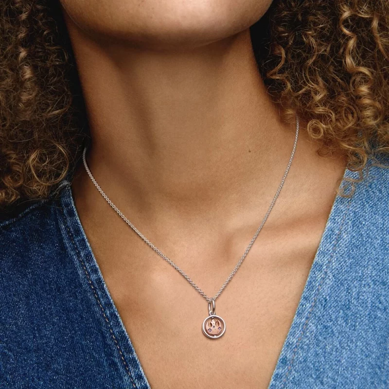 (image pour) Pendentif Tournant Pandora Retired en Or Rose 14 carats avec Symbole de l'Allian - Afficher 5