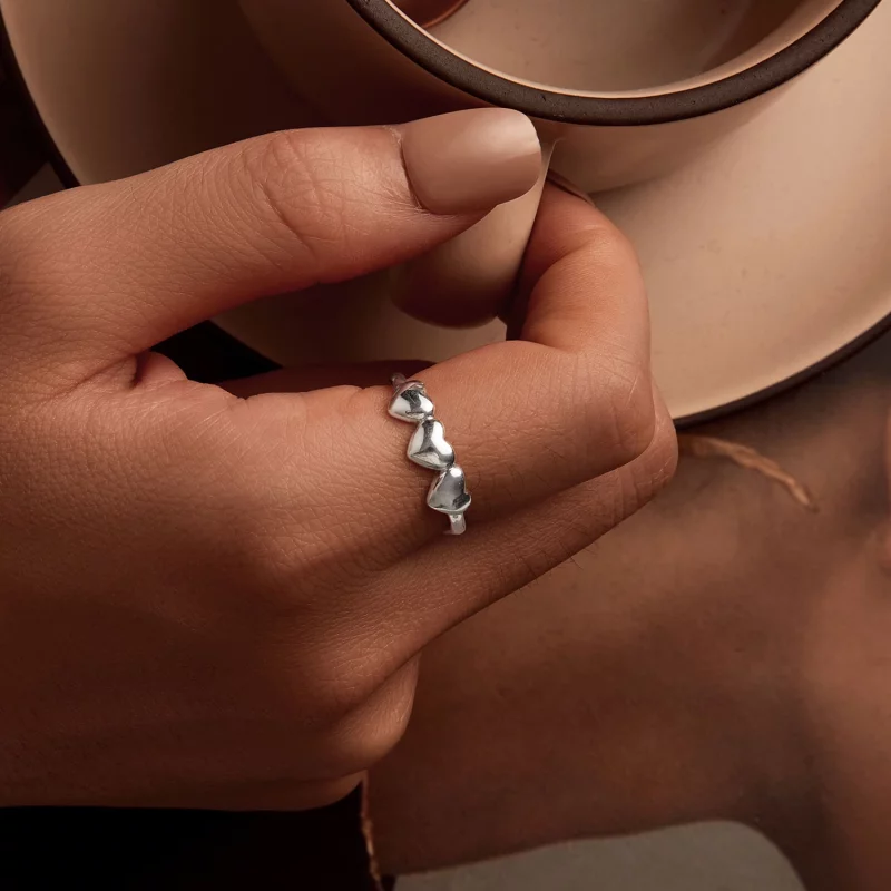(image pour) Bague ouverte en forme de cœur style PANDORA - SCR1001-E - Afficher 5