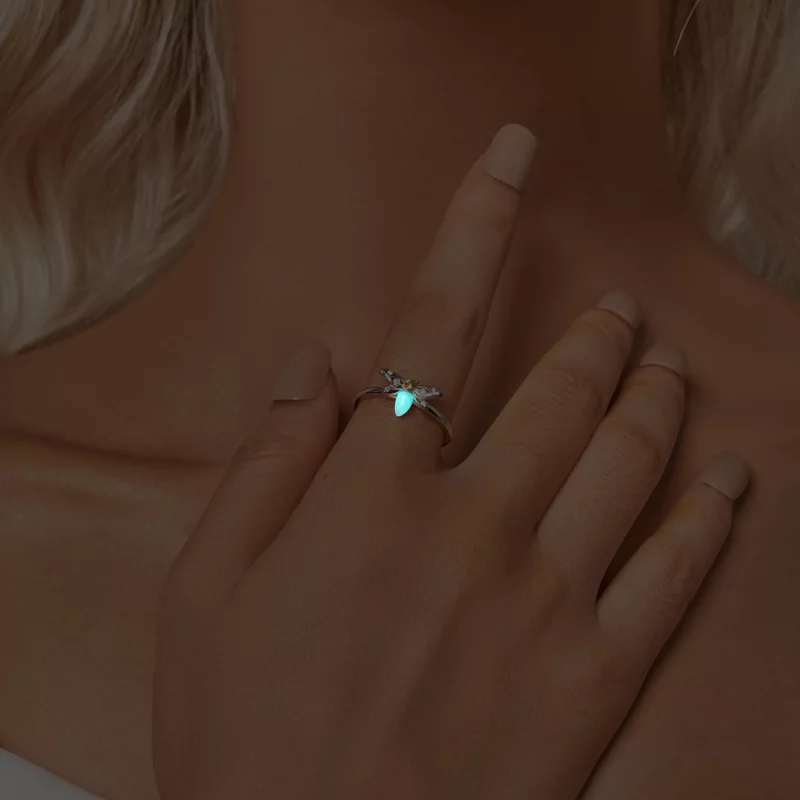 (image pour) Bague ouverte lumineuse abeille style PANDORA - BSR521-E - Afficher 7