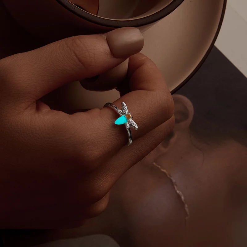 (image pour) Bague ouverte lumineuse abeille style PANDORA - BSR521-E - Afficher 9