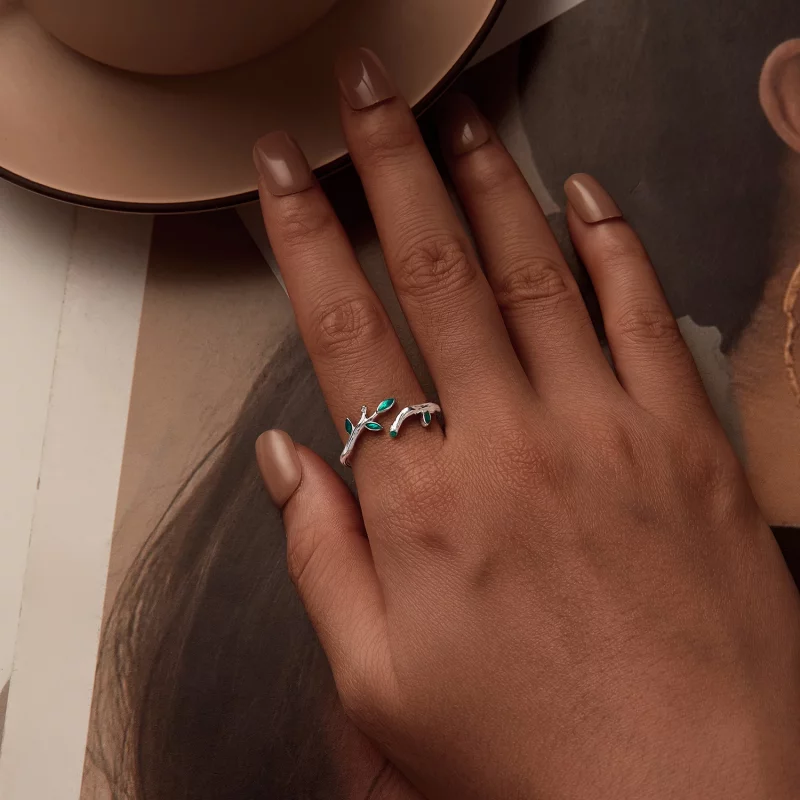 (image pour) Bague ouverte style PANDORA Feuille - BSR517-E - Afficher 6